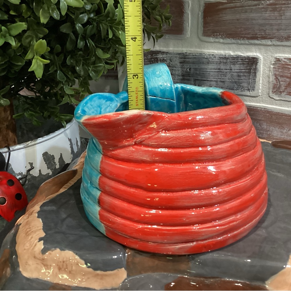 🔴 Beautiful Handcrafted Clay Pottery Pitcher Decor Art - Unique - Colorful - Picture 11 of 12